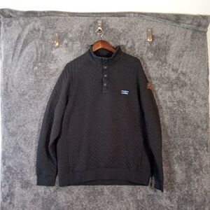 Ll Bean Mens Quilted Sweatshirt Mockneck Dark Charcoal Heather Size Large